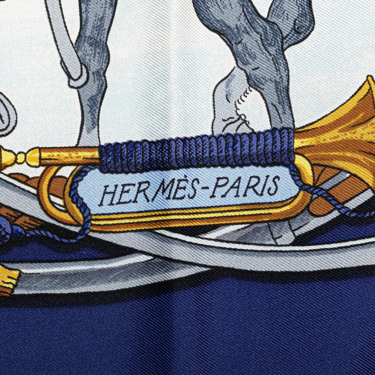 Hermès Marine et Cavalerie Silk Scarf