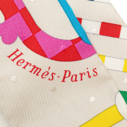 Hermès Bouclerie Moderne Plumetis Silk Twilly Scarf