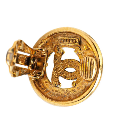 Chanel CC Gold Plated Round Clip On Earrings