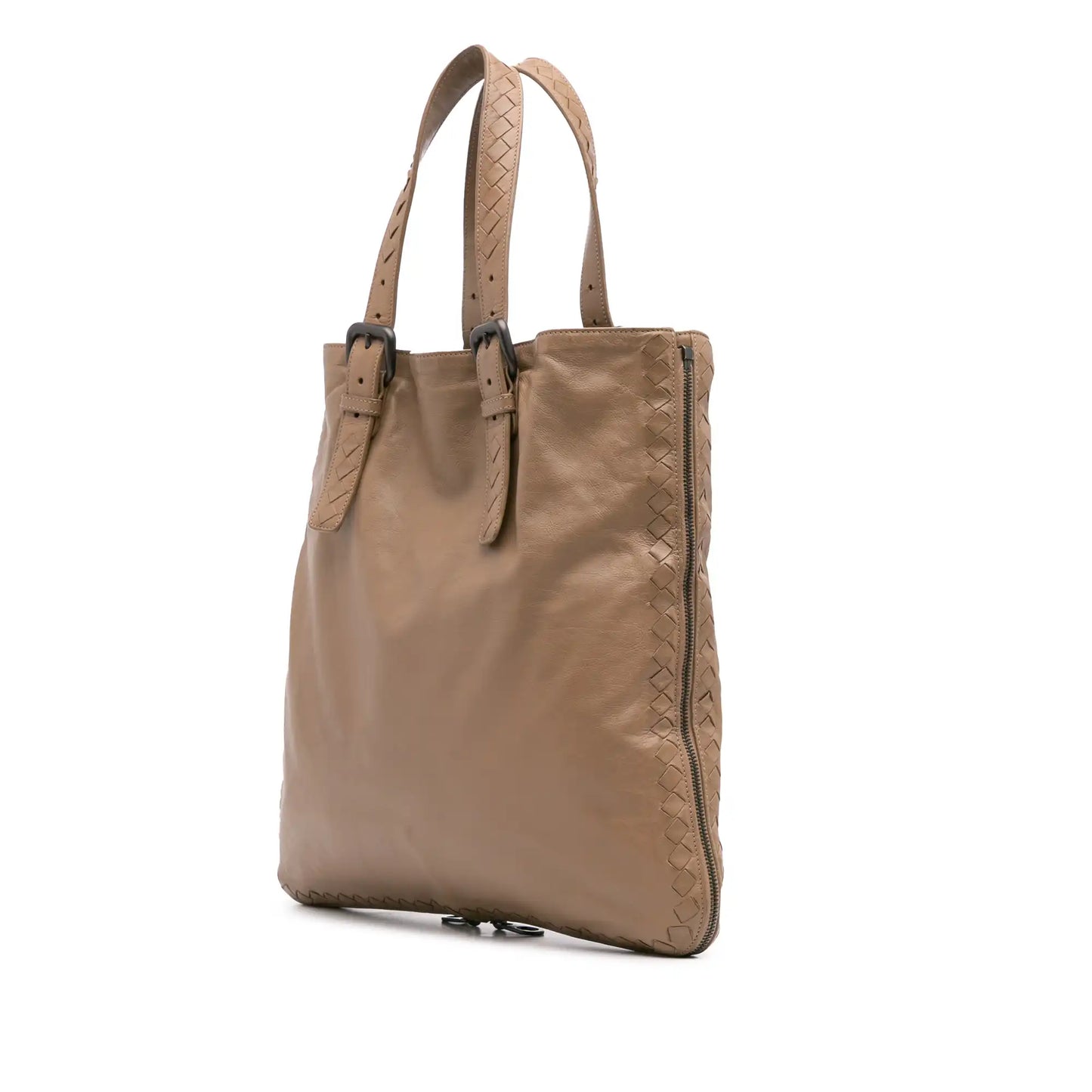 Bottega Veneta Leather Intrecciato Side Zip Tote