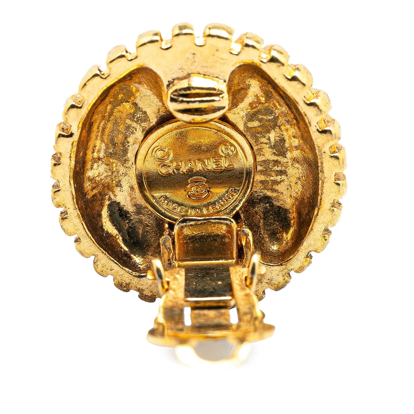 Chanel Gold Plated CC Round Clip On Earrings