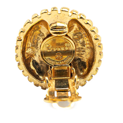 Chanel Gold Plated CC Round Clip On Earrings