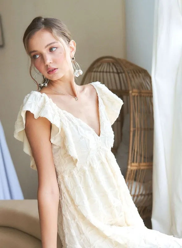 She Wears Glory™ Tie Back V-Neck Ruffle Sleeve Dress - She Wears Glory Beverly Hills