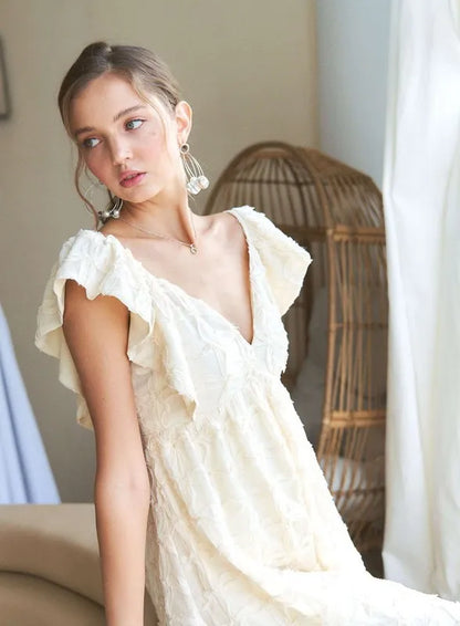 She Wears Glory™ Tie Back V-Neck Ruffle Sleeve Dress - She Wears Glory Beverly Hills