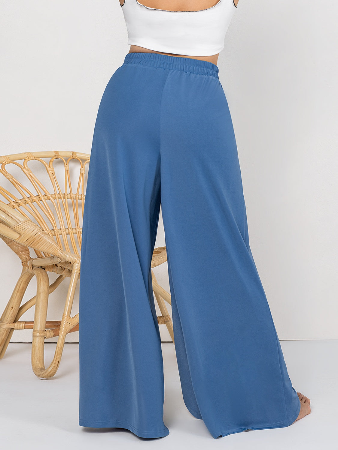 She Wears Glory™ “Graceful Journey” Tied Slit Wide Leg Pants - She Wears Glory Beverly Hills