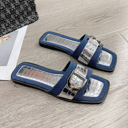 She Wears Glory™ — Deborah’s Destiny Buckle Trim Open Toe Sandals - She Wears Glory Beverly Hills