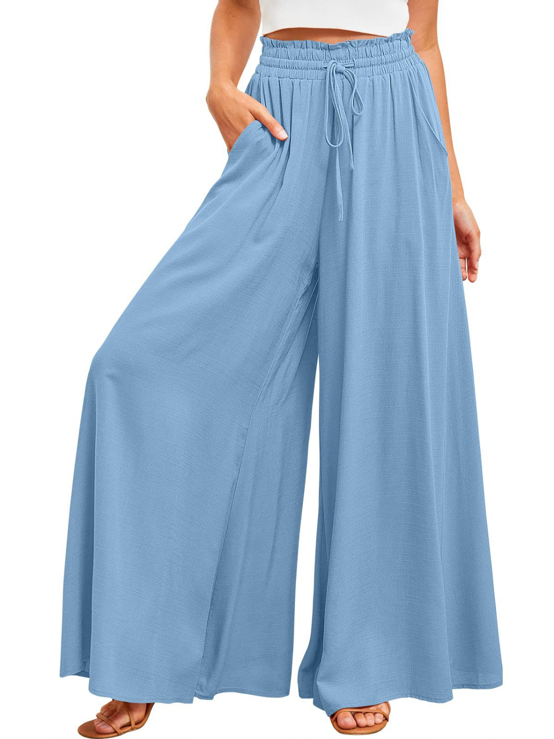 She Wears Glory™ “Grace in Motion” Wide Leg Pants with Pockets - She Wears Glory Beverly Hills