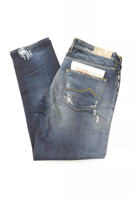 Jacob Cohen Blue Cotton Women's Jeans with Straight Leg and Small Rips