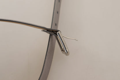 Dolce & Gabbana Metallic Silver Leather Metal Waist Buckle Belt