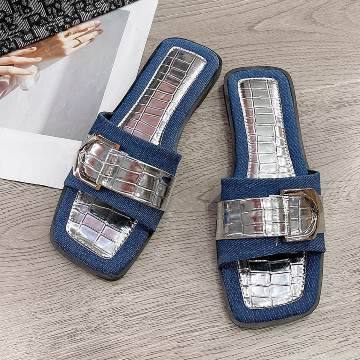 She Wears Glory™ — Deborah’s Destiny Buckle Trim Open Toe Sandals - She Wears Glory Beverly Hills