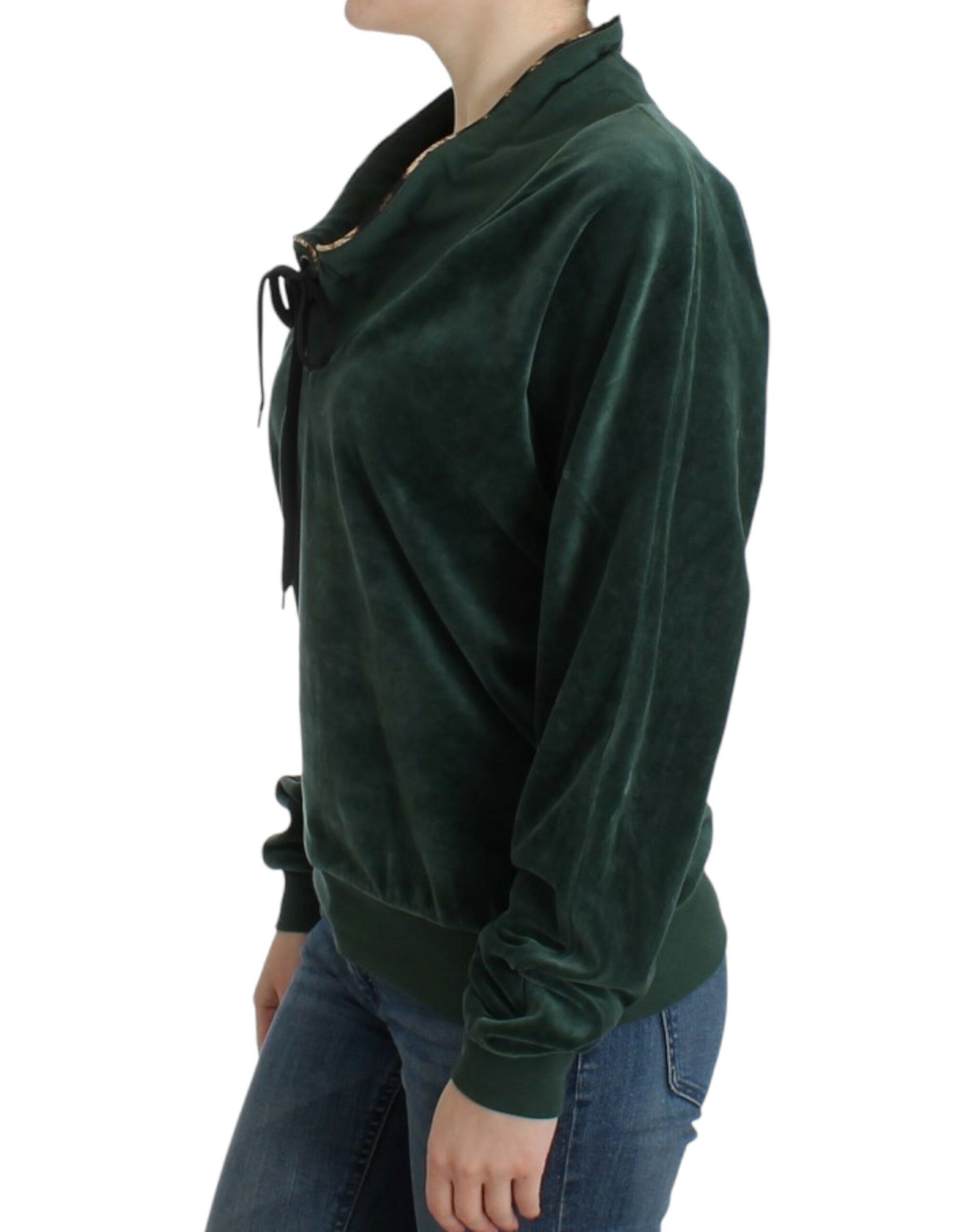 Cavalli Green velvet cotton sweater