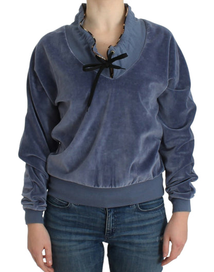 Cavalli Blue velvet cotton sweater
