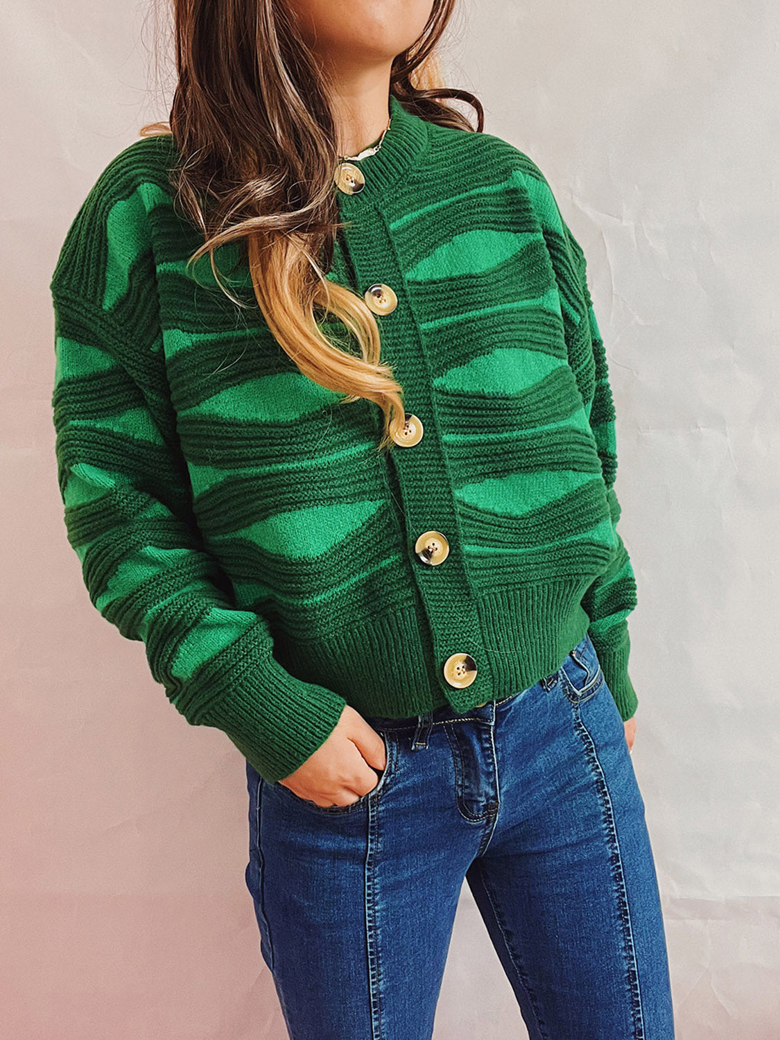 She Wears Glory™ Color Block Button Front Cardigan - She Wears Glory Beverly Hills