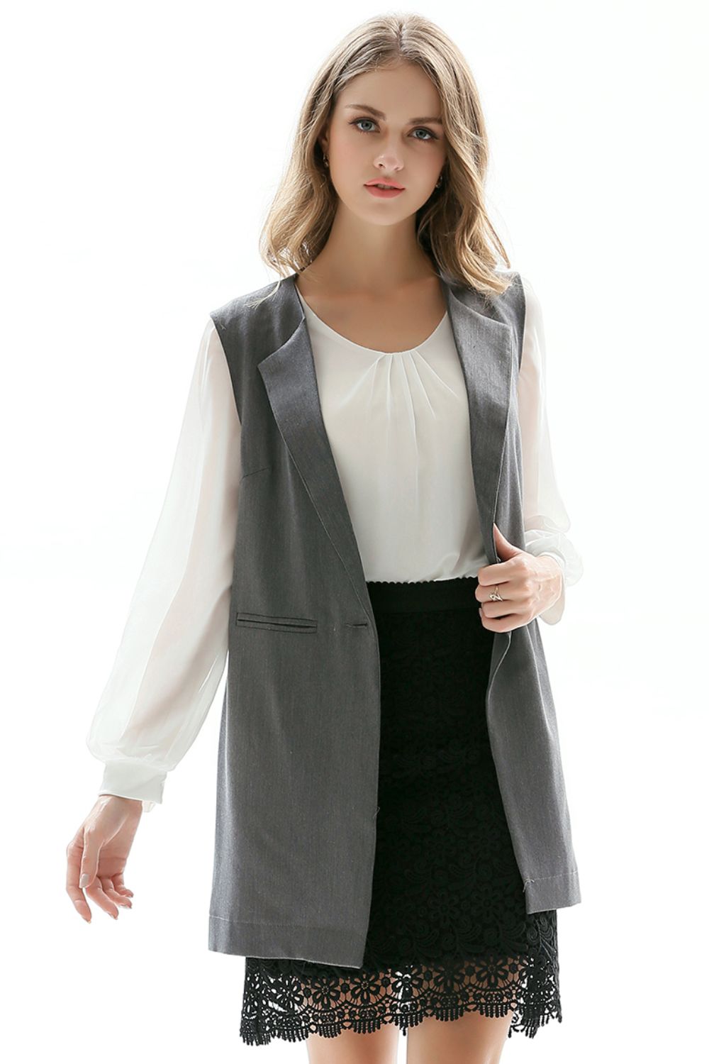 She Wears Glory™ One-Button Sleeveless Longline Blazer - She Wears Glory Beverly Hills