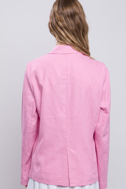 She Wears Glory “Cloaked in Peace” Linen One-Button Blazer - She Wears Glory Beverly Hills