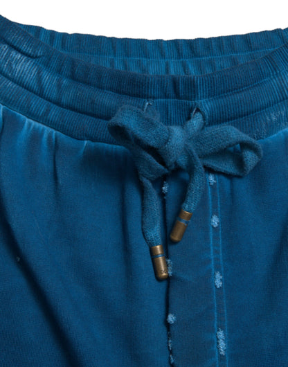 Dolce & Gabbana Blue Logo Cotton Jogger Sweatpants Pants