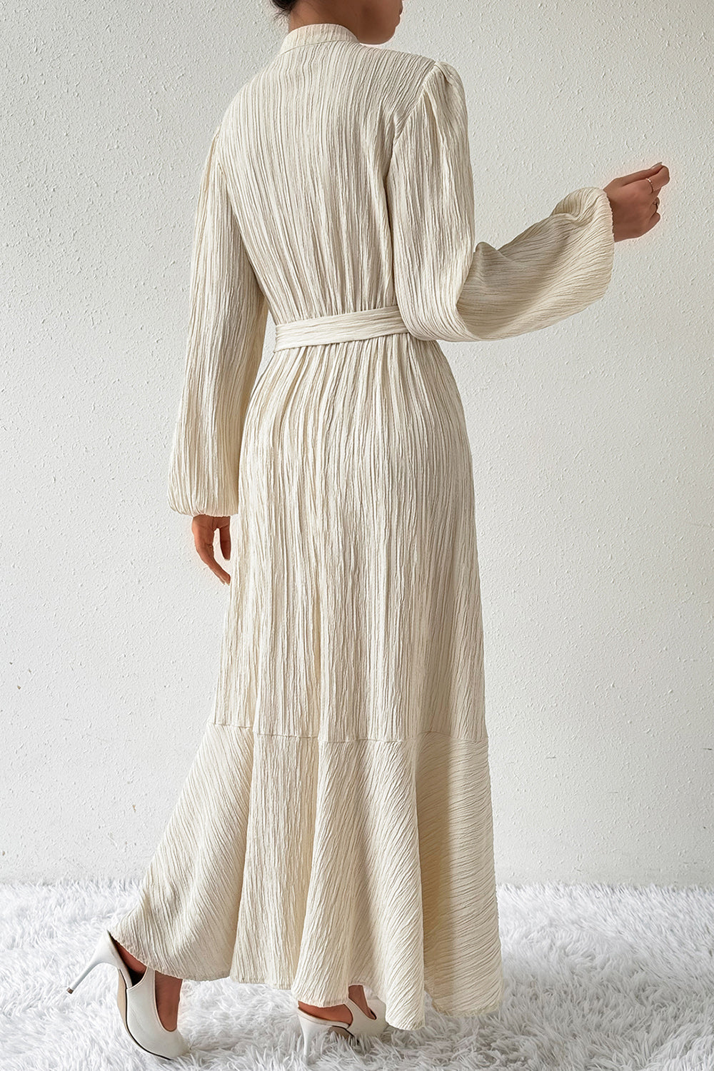 She Wears Glory™ “Honey Anointing” Tied Button-Up Maxi Dress - She Wears Glory Beverly Hills