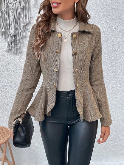 She Wears Glory “Crowned with Clarity” Ruffle Hem Collared Blazer - She Wears Glory Beverly Hills