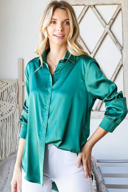 She Wears Glory™ – The Anointed Order Shirt (Satin Long Sleeve Button Down) - She Wears Glory Beverly Hills