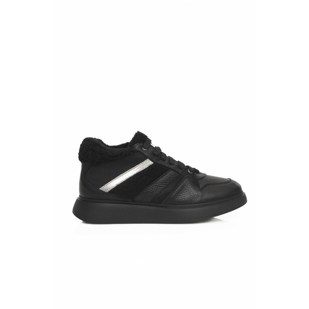 Cerruti 1881 Black Cowhide Women Platform Sneaker