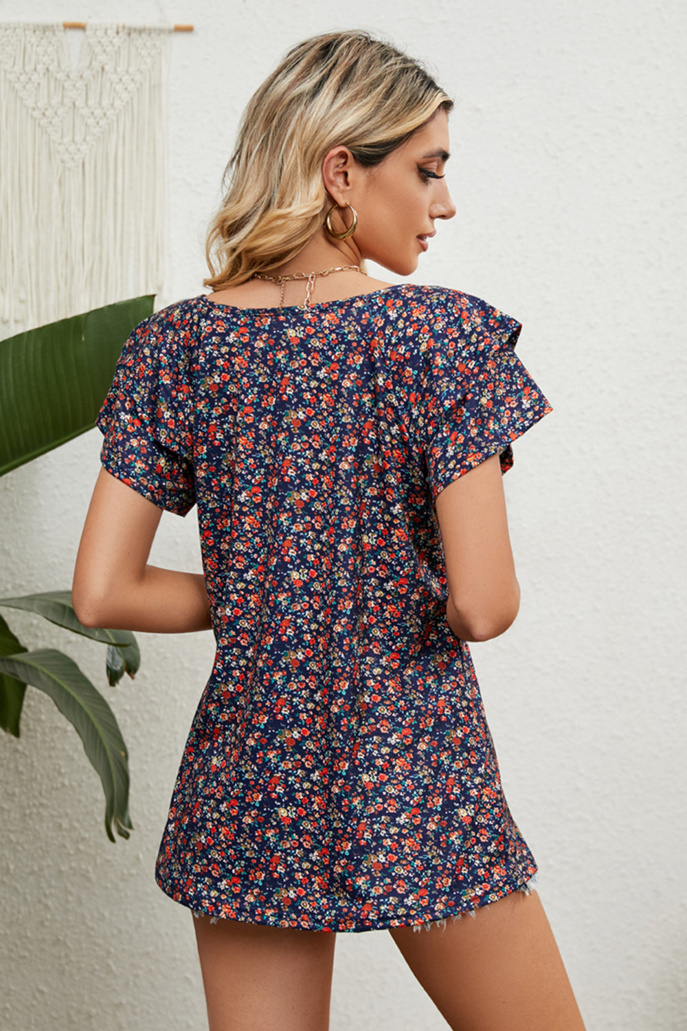 She Wears Glory™ — Abide in Grace V-Neck Short Sleeve Blouse - She Wears Glory Beverly Hills