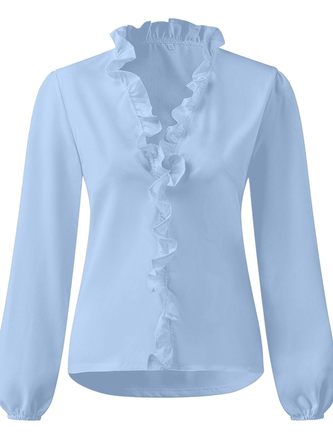 Full Size Ruffled V-Neck Long Sleeve Blouse - She Wears Glory Beverly Hills