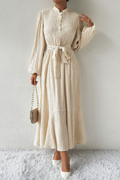 She Wears Glory™ “Honey Anointing” Tied Button-Up Maxi Dress - She Wears Glory Beverly Hills
