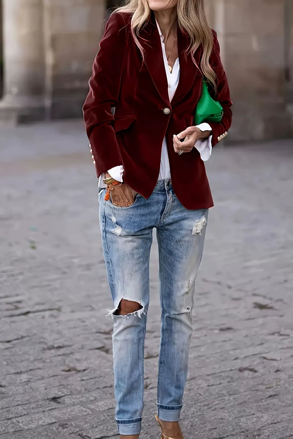 She Wears Glory “Steadfast & Set Apart” Lapel Collar One-Button Blazer - She Wears Glory Beverly Hills