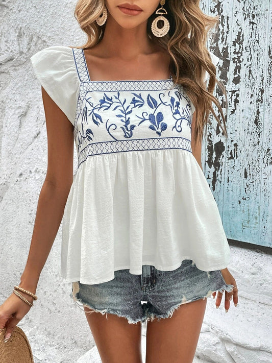 She Wears Glory™ — Crowned in Grace Embroidered Blouse - She Wears Glory Beverly Hills