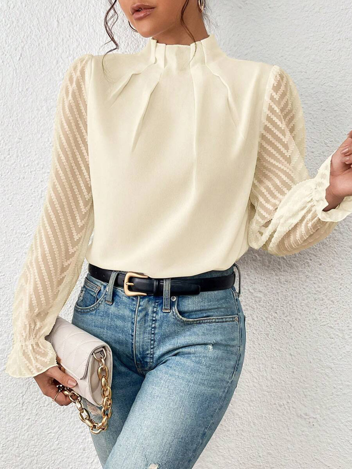 She Wears Glory™ — Crowned in Grace Flounce Sleeve Blouse - She Wears Glory Beverly Hills