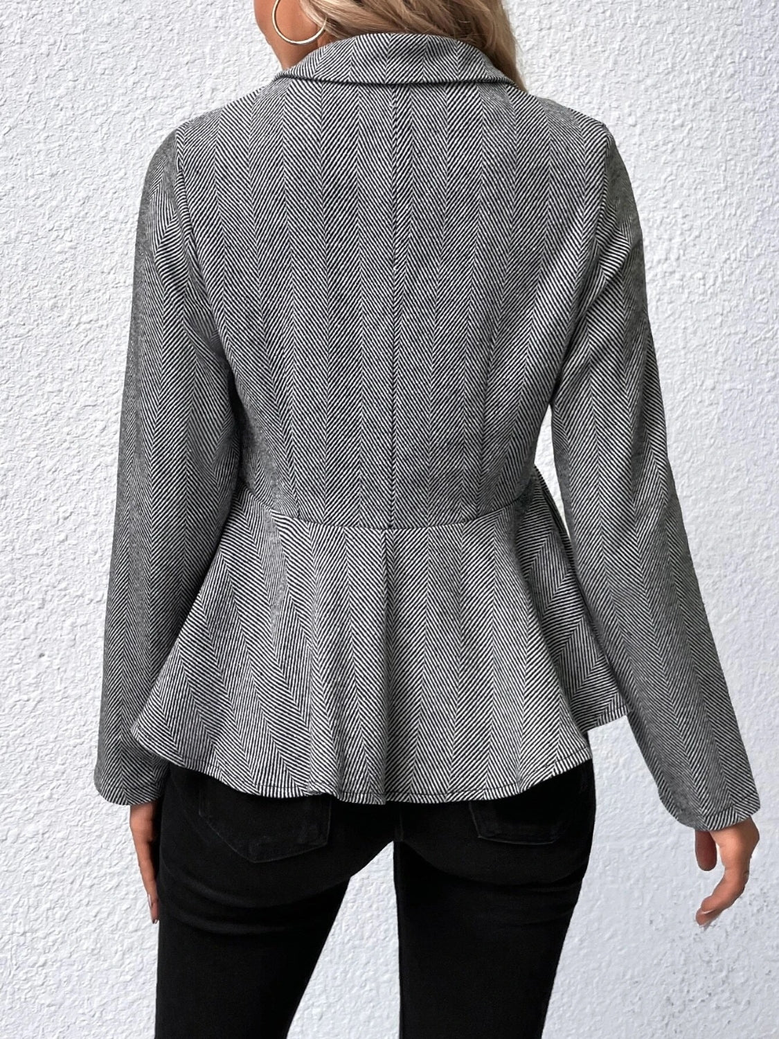 She Wears Glory “Crowned with Clarity” Ruffle Hem Collared Blazer - She Wears Glory Beverly Hills