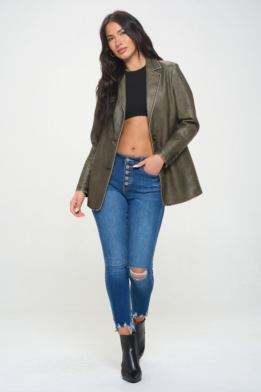She Wears Glory “Anointed & Untamed” Vegan Leather Blazer - She Wears Glory Beverly Hills