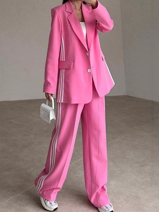 She Wears Glory “Running with Royalty” Two-Piece Power Stripe Set - She Wears Glory Beverly Hills