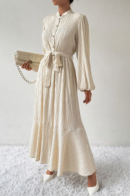 She Wears Glory™ “Honey Anointing” Tied Button-Up Maxi Dress - She Wears Glory Beverly Hills