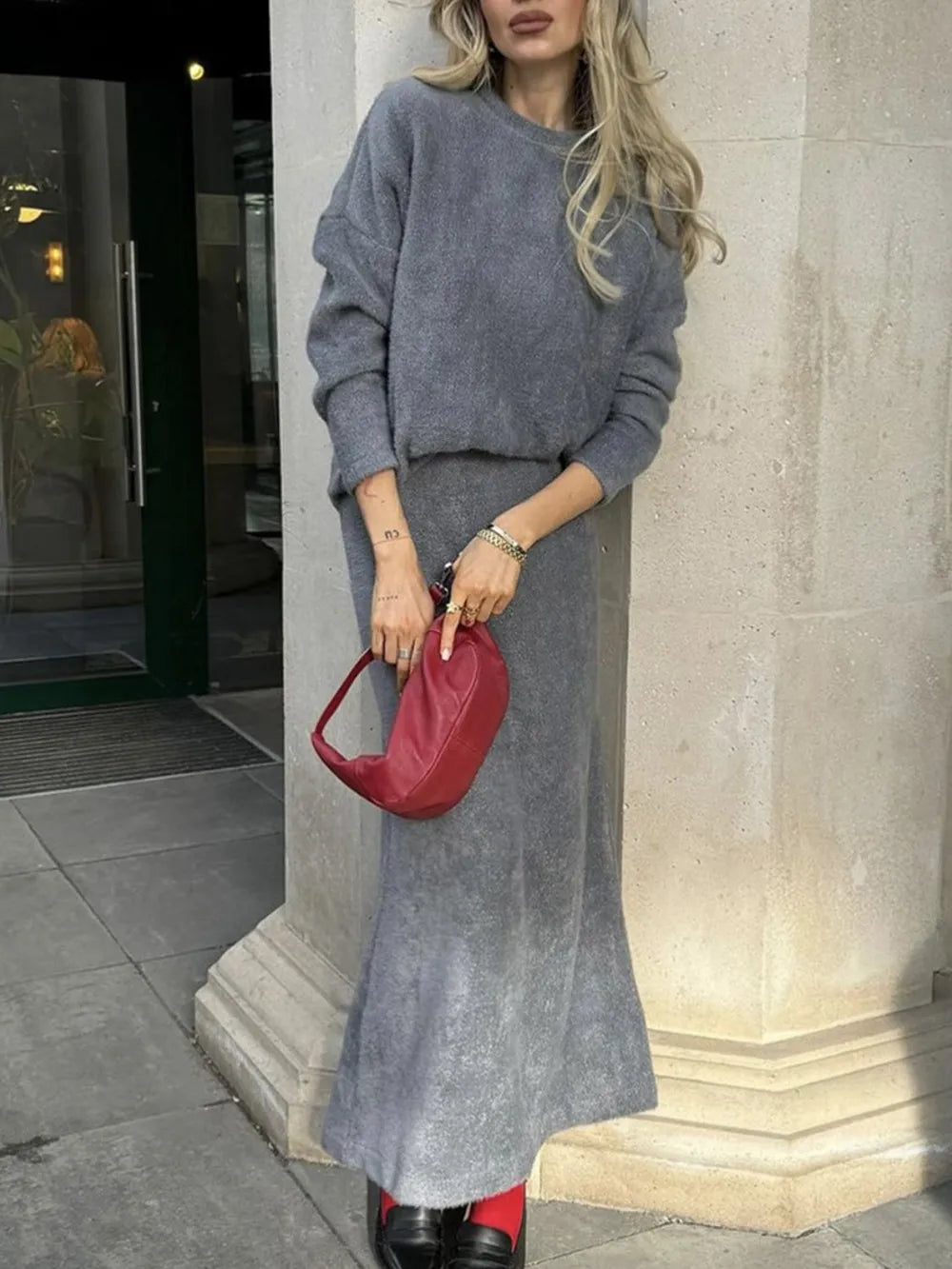 She Wears Glory™ Wrapped in Stillness Sweater Skirt Set - She Wears Glory Beverly Hills