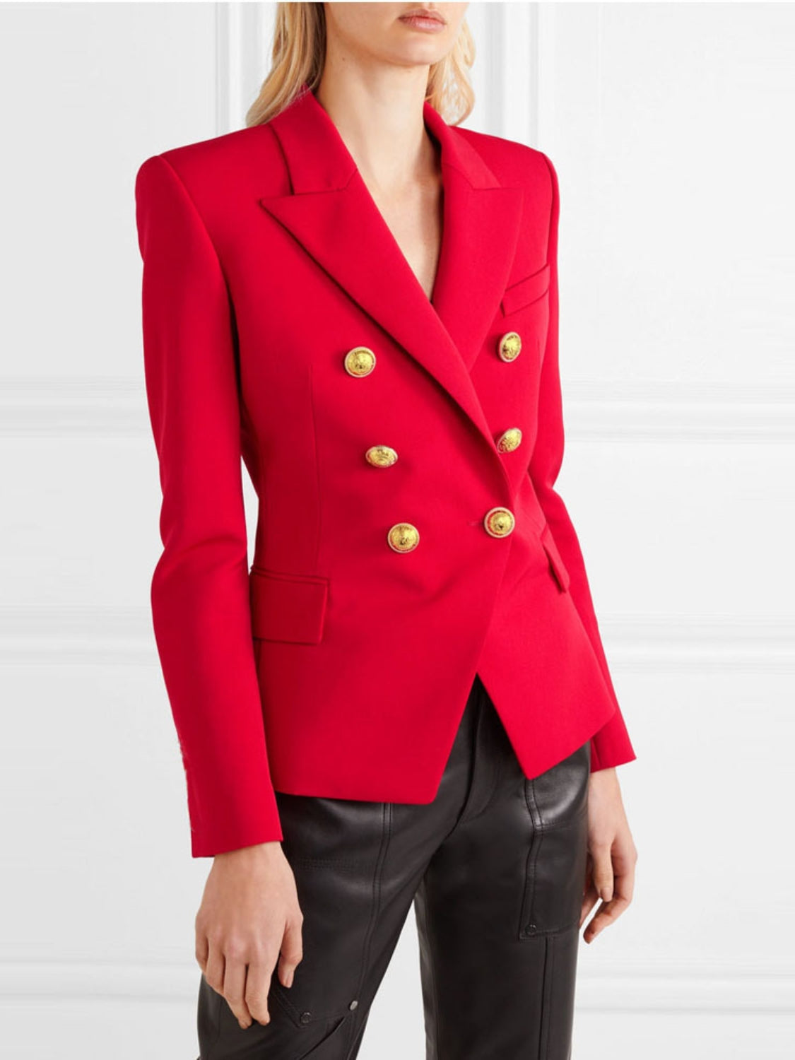 She Wears Glory “Established in Grace” Lapel Collar Buttoned Blazer - She Wears Glory Beverly Hills