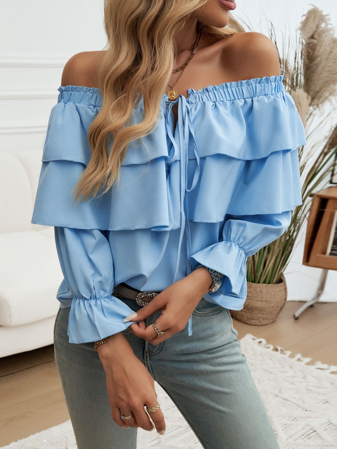 She Wears Glory™ — Redeemed Radiance Off-Shoulder Blouse - She Wears Glory Beverly Hills