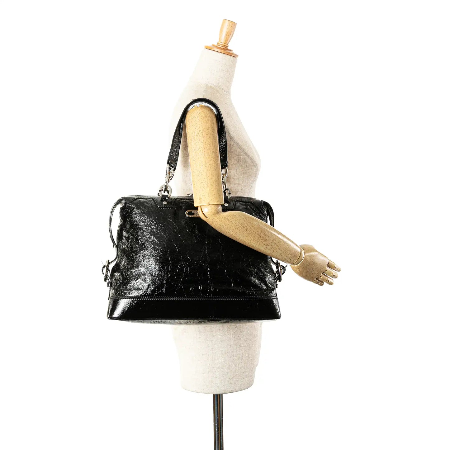 Celine Crinkled Patent Macadam Tote