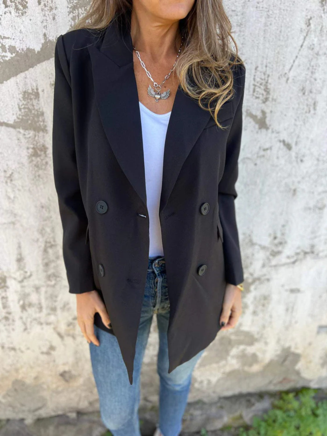 She Wears Glory “Mantled with Grace” Full-Length Collared Blaze - She Wears Glory Beverly Hills