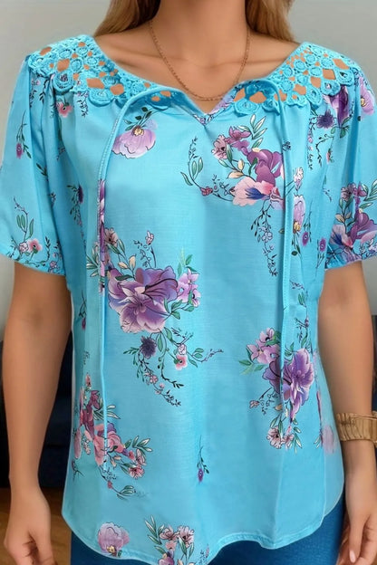 She Wears Glory™ — Called & Confident Printed Tie Neck Blouse - She Wears Glory Beverly Hills