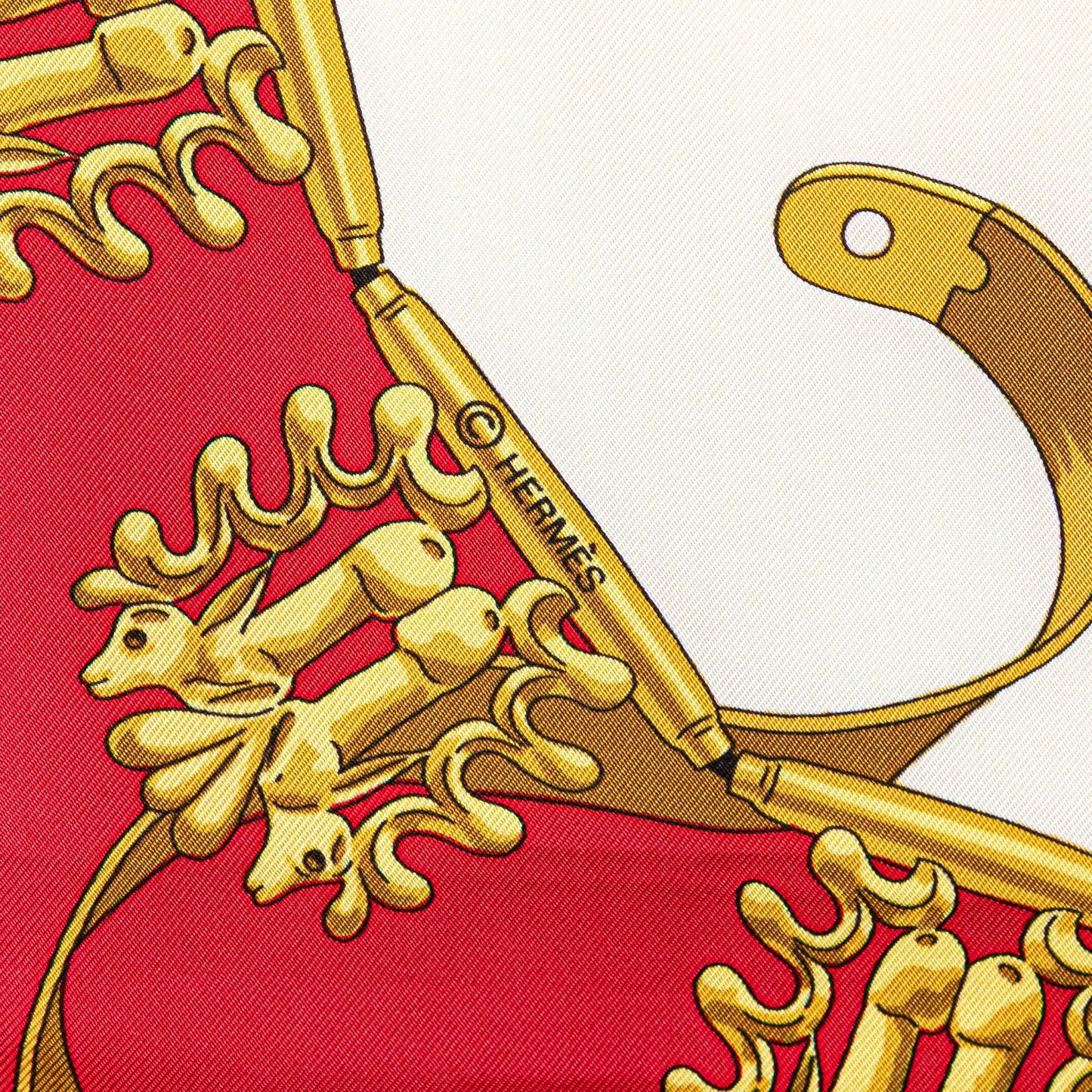 Hermès Les Cavalier d Or Silk Scarf