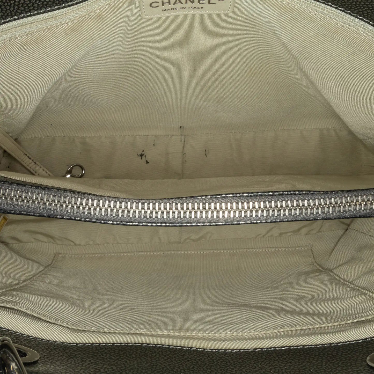 Chanel Metallic Caviar Grand Shopping Tote