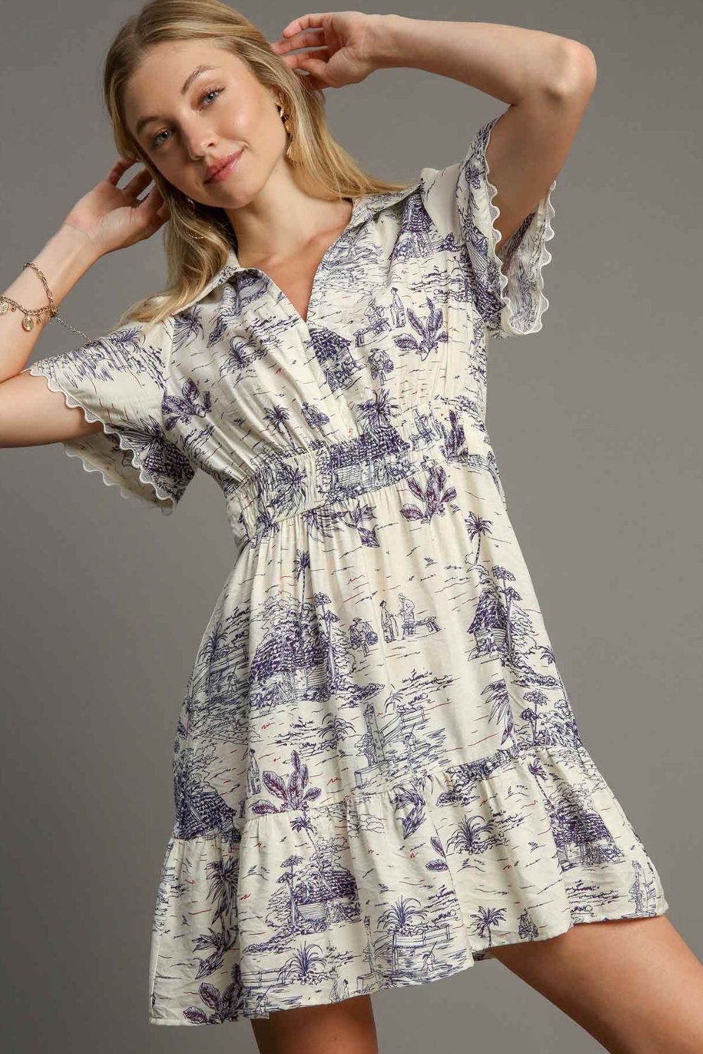 She Wears Glory™ Landscape Print Collared Dress – Created to Stand Out, Covered to Honor Him - She Wears Glory Beverly Hills
