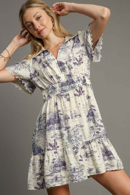 She Wears Glory™ Landscape Print Collared Dress – Created to Stand Out, Covered to Honor Him - She Wears Glory Beverly Hills
