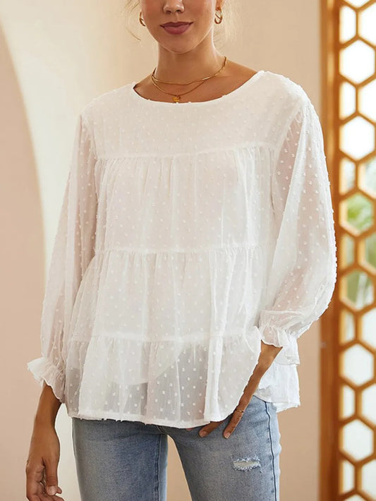She Wears Glory™ — Crowned in Grace Swiss Dot Blouse - She Wears Glory Beverly Hills