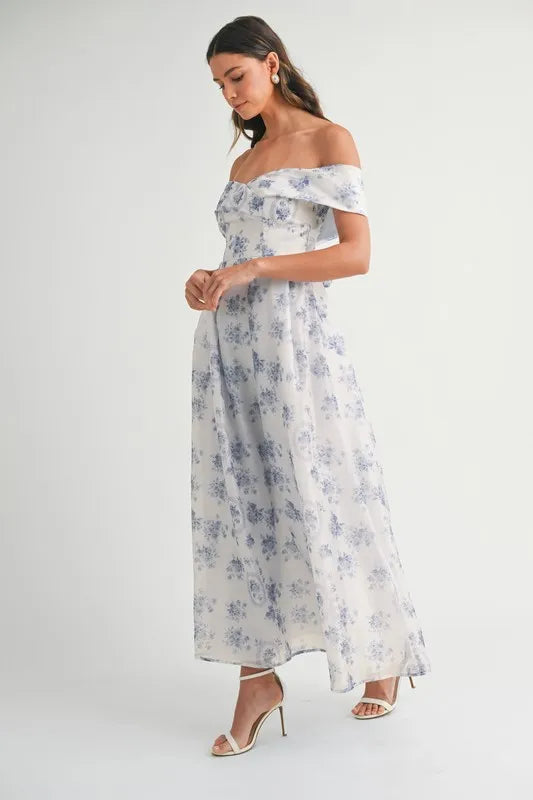 She Wears Glory Floral Printed Off Shoulder Maxi Dress - She Wears Glory Beverly Hills