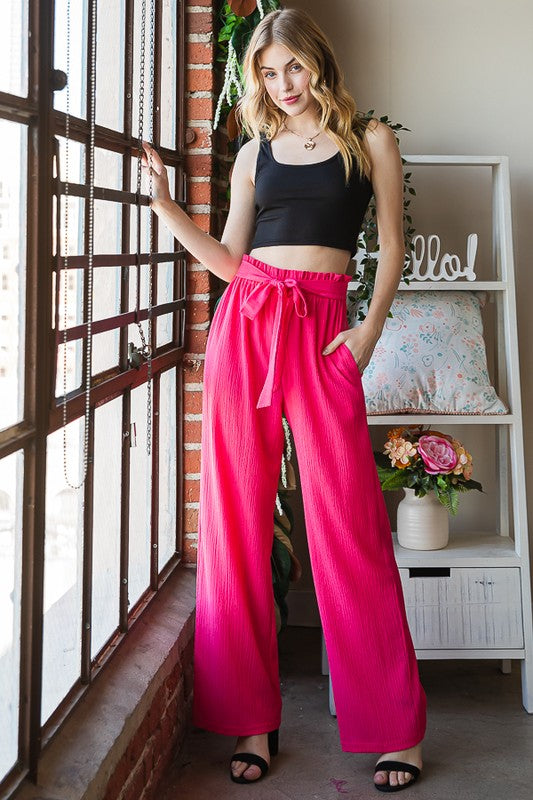 She Wears Glory™ “Walk of Purpose” Front Tie Paperbag Waist Pants - She Wears Glory Beverly Hills