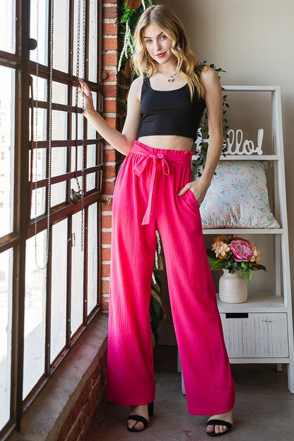 She Wears Glory™ “Walk of Purpose” Front Tie Paperbag Waist Pants - She Wears Glory Beverly Hills