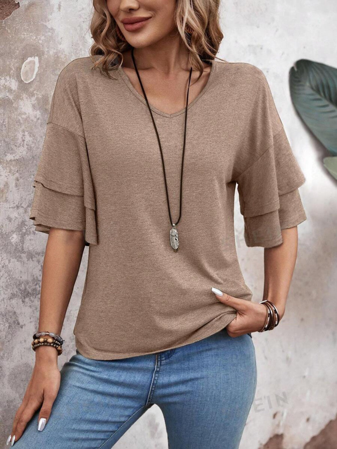She Wears Glory™ — Chosen in Stillness V-Neck Blouse - She Wears Glory Beverly Hills