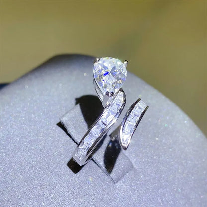 She Wears Glory™ Divine Radiance Moissanite Bypass Ring - She Wears Glory Beverly Hills
